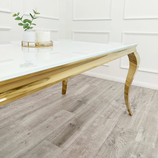 Louis Dining Table Gold with Glass Tops