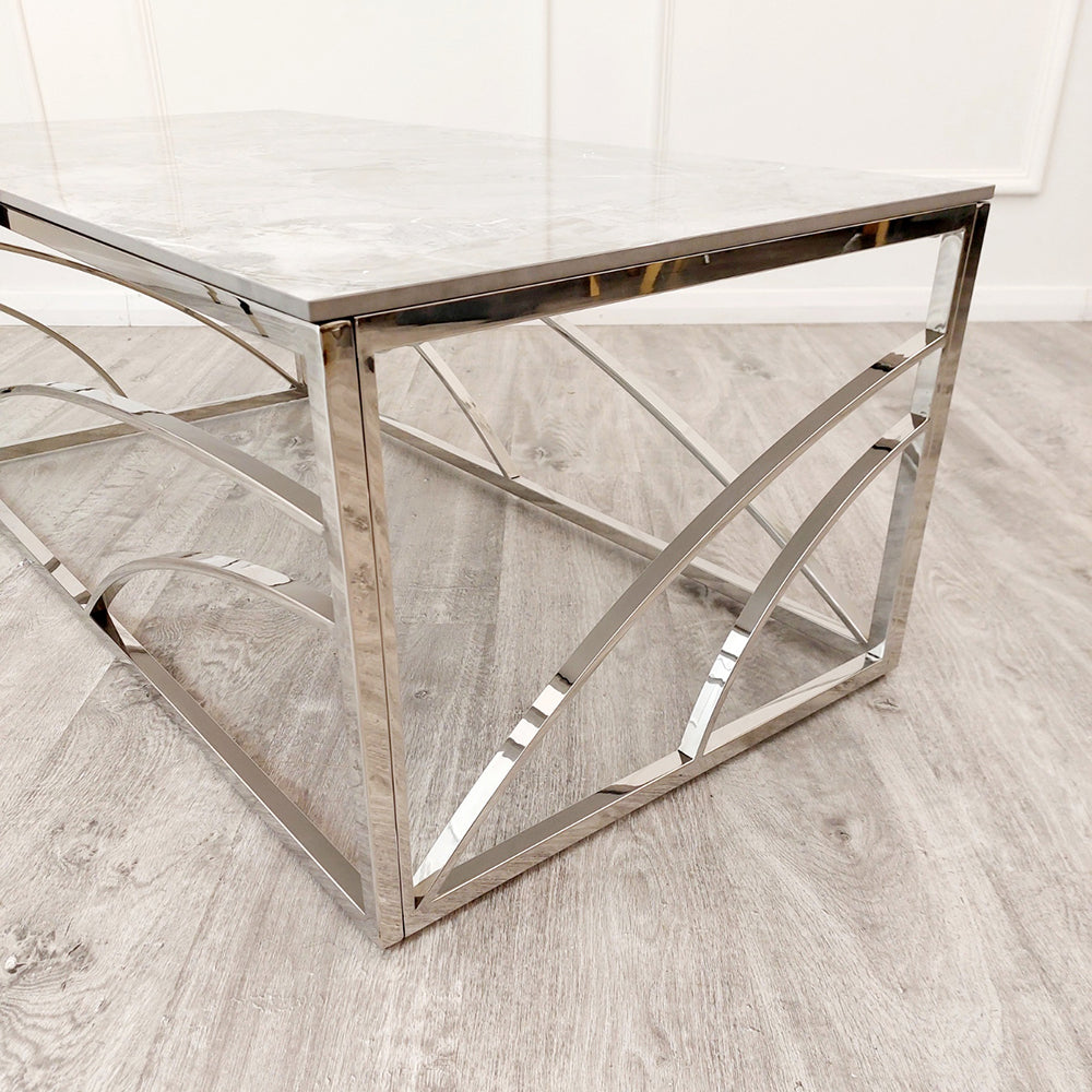 Stella Chrome Coffee Table with Stomach Ash Grey Sintered Top Regular price