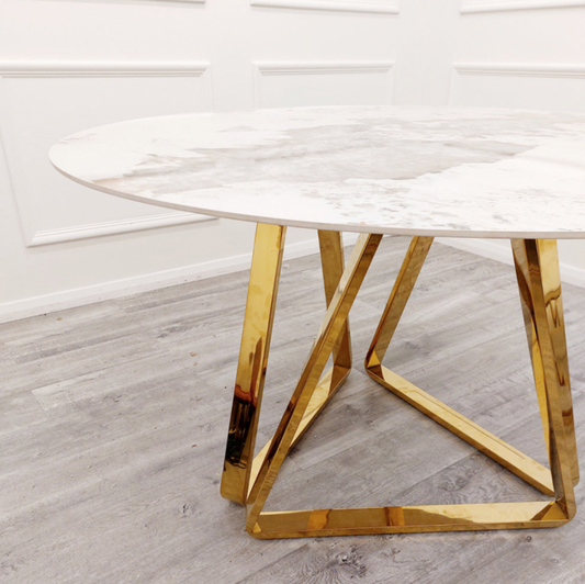 Nero Gold 1.3 Round Dining Table with Sintered Stone Top